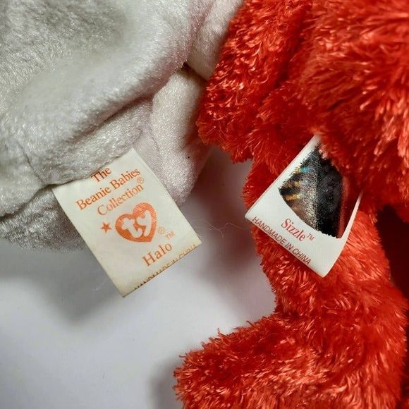 TY Beanie Babies Halo Angel Bear 1998 and Sizzle Red Bear 2001 - Picture 6 of 12